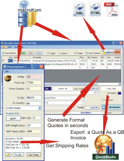 macroKom ecommerce engine QuickQuotes XML/HTML/PDF/QUICKBOOKS